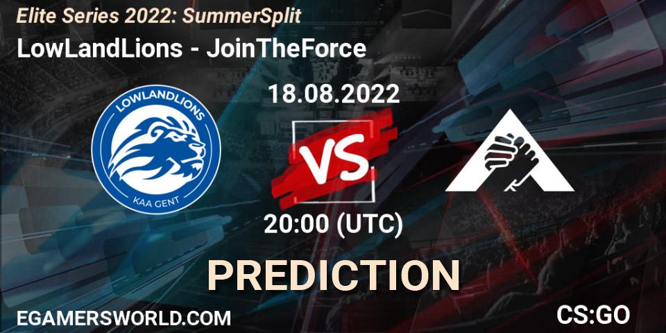 LowLandLions vs JoinTheForce: Match Prediction. 18.08.2022 at 20:00, Counter-Strike (CS2), Elite Series 2022: Summer Split