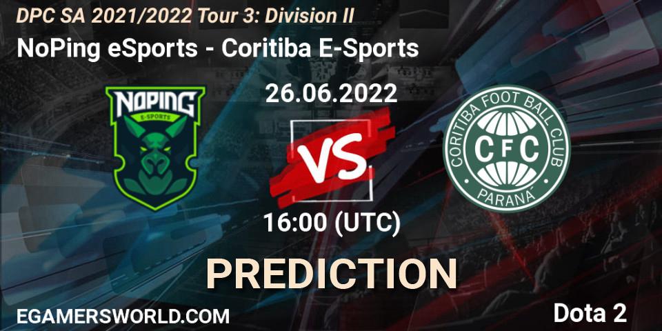 NoPing eSports vs Coritiba E-Sports: Match Prediction. 26.06.2022 at 16:02, Dota 2, DPC SA 2021/2022 Tour 3: Division II