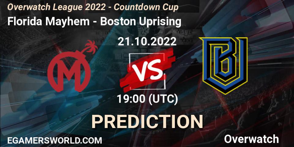 Florida Mayhem vs Boston Uprising: Match Prediction. 21.10.22, Overwatch, Overwatch League 2022 - Countdown Cup