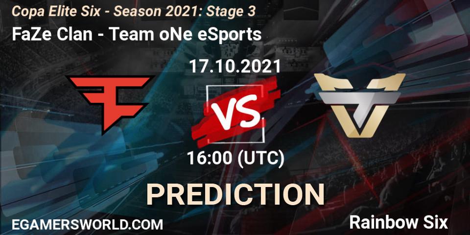 FaZe Clan vs Team oNe eSports: Match Prediction. 17.10.2021 at 18:00, Rainbow Six, Copa Elite Six - Season 2021: Stage 3