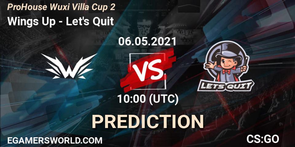 Wings Up vs Let's Quit: Match Prediction. 06.05.2021 at 11:15, Counter-Strike (CS2), ProHouse Wuxi Villa Cup Season 2