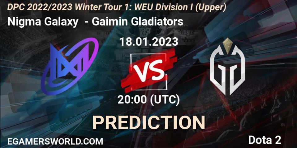 Nigma Galaxy vs Gaimin Gladiators: Match Prediction. 18.01.23, Dota 2, DPC 2022/2023 Winter Tour 1: WEU Division I (Upper)