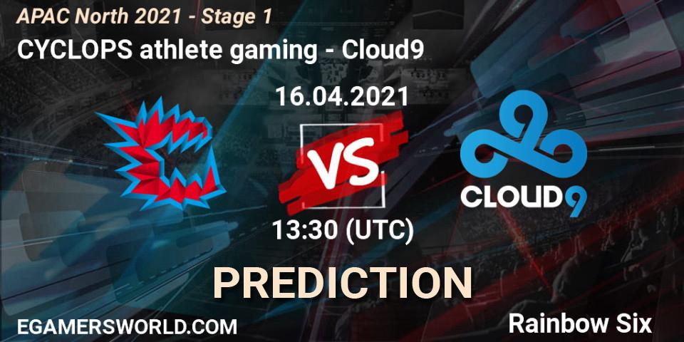 CYCLOPS athlete gaming vs Cloud9: Match Prediction. 16.04.2021 at 12:45, Rainbow Six, APAC North 2021 - Stage 1