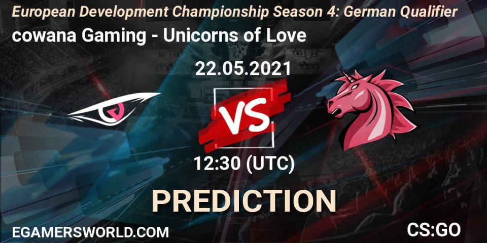 cowana Gaming vs Unicorns of Love: Match Prediction. 22.05.2021 at 12:30, Counter-Strike (CS2), European Development Championship Season 4: German Qualifier
