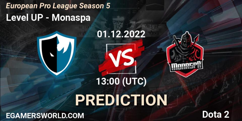 Level UP vs Monaspa: Match Prediction. 01.12.22, Dota 2, European Pro League Season 5