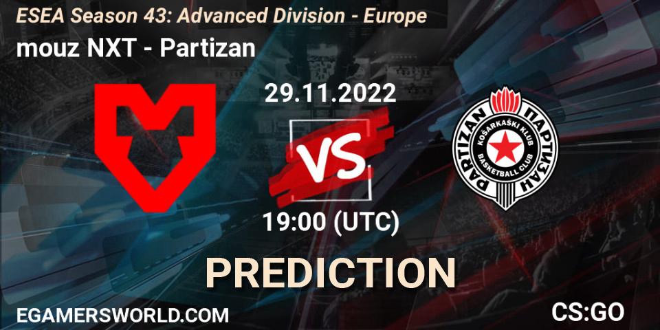 mouz NXT vs Partizan: Match Prediction. 29.11.22, CS2 (CS:GO), ESEA Season 43: Advanced Division - Europe