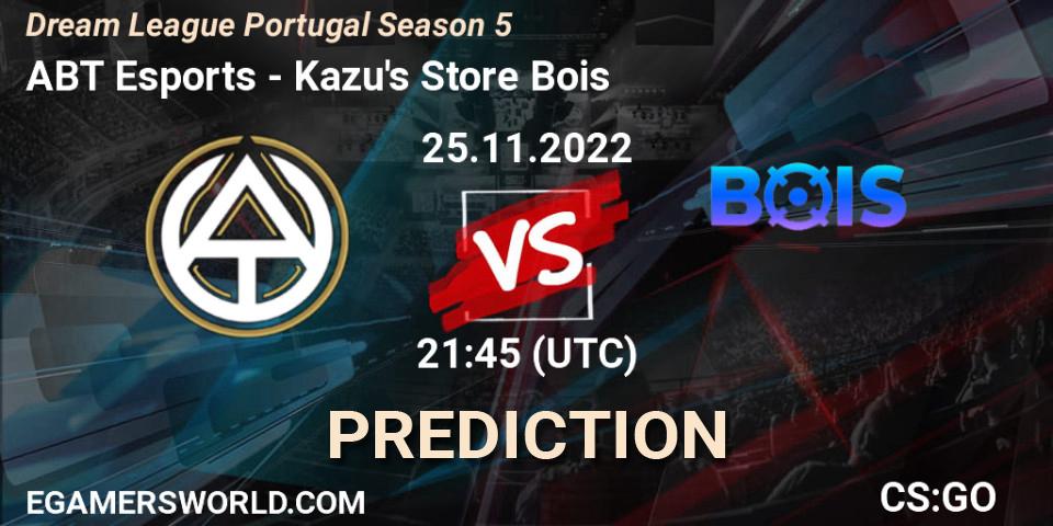 ABT Esports vs Kazu's Store Bois: Match Prediction. 25.11.2022 at 21:45, Counter-Strike (CS2), Dream League Portugal Season 5