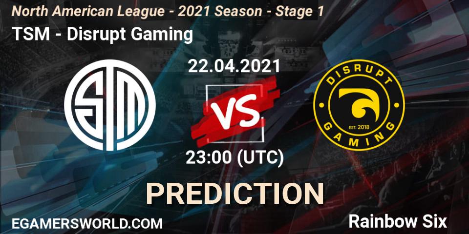 TSM vs Disrupt Gaming: Match Prediction. 22.04.2021 at 23:00, Rainbow Six, North American League - 2021 Season - Stage 1