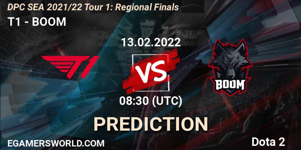 T1 vs BOOM: Match Prediction. 13.02.2022 at 08:47, Dota 2, DPC SEA 2021/22 Tour 1: Regional Finals