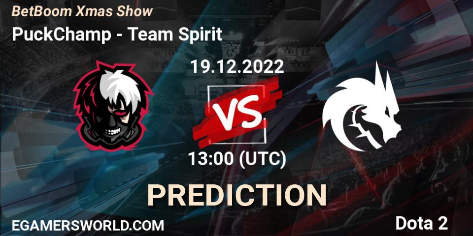PuckChamp vs Team Spirit: Match Prediction. 19.12.2022 at 13:01, Dota 2, BetBoom Xmas Show
