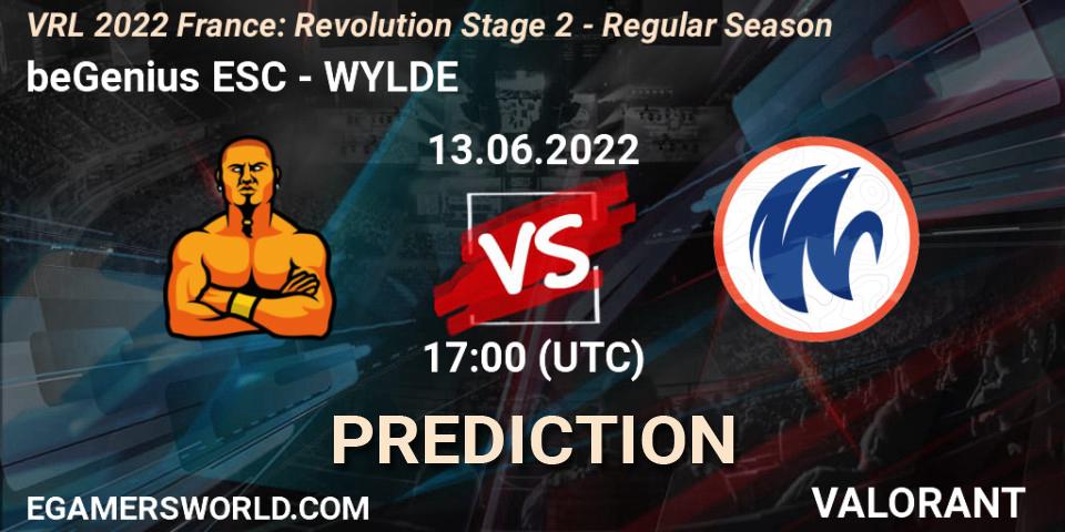 beGenius ESC vs WYLDE: Match Prediction. 13.06.2022 at 17:10, VALORANT, VRL 2022 France: Revolution Stage 2 - Regular Season