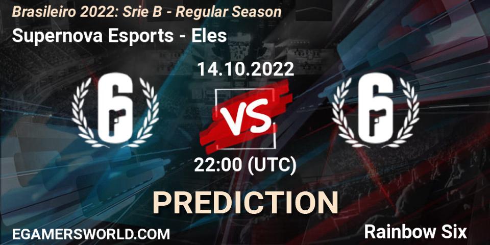 Supernova Esports vs Eles: Match Prediction. 14.10.2022 at 22:00, Rainbow Six, Brasileirão 2022: Série B - Regular Season