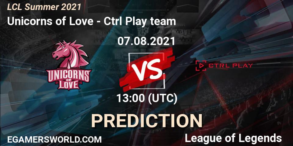 Unicorns of Love vs Ctrl Play team: Match Prediction. 07.08.2021 at 13:00, LoL, LCL Summer 2021