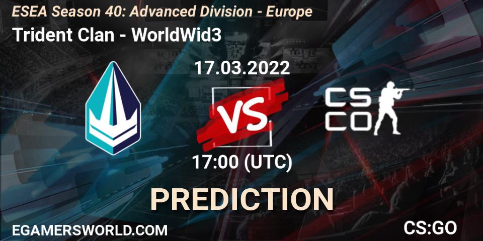 Trident Clan vs WorldWid3: Match Prediction. 17.03.2022 at 17:00, Counter-Strike (CS2), ESEA Season 40: Advanced Division - Europe