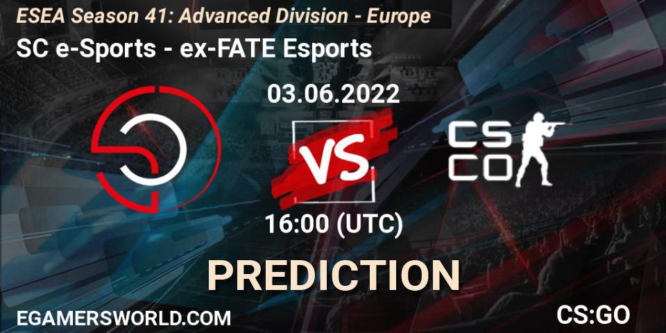 SC e-Sports vs ex-FATE Esports: Match Prediction. 03.06.2022 at 16:00, Counter-Strike (CS2), ESEA Season 41: Advanced Division - Europe