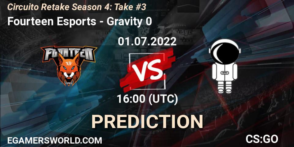 Fourteen Esports vs Gravity 0: Match Prediction. 01.07.2022 at 16:00, Counter-Strike (CS2), Circuito Retake Season 4: Take #3