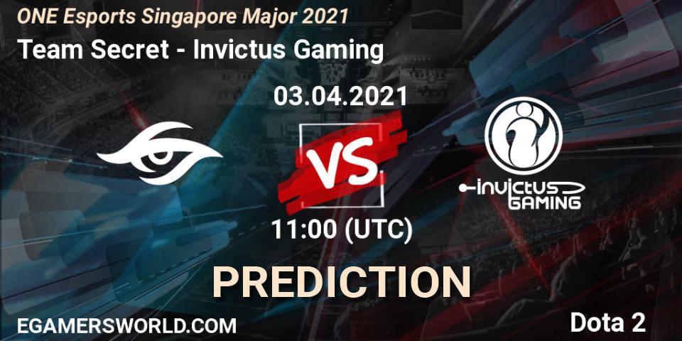 Team Secret vs Invictus Gaming: Match Prediction. 03.04.2021 at 12:54, Dota 2, ONE Esports Singapore Major 2021