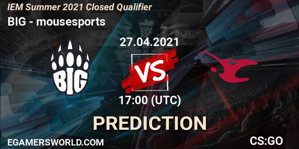 BIG vs mousesports: Match Prediction. 27.04.2021 at 17:15, Counter-Strike (CS2), IEM Summer 2021 Closed Qualifier