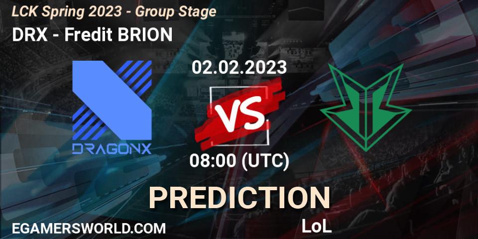 DRX vs Fredit BRION: Match Prediction. 02.02.23, LoL, LCK Spring 2023 - Group Stage