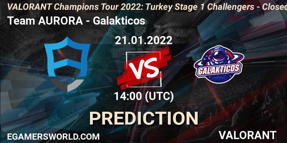 Team AURORA vs Galakticos: Match Prediction. 21.01.2022 at 14:00, VALORANT, VCT 2022: Turkey Stage 1 Challengers - Closed Qualifier 2