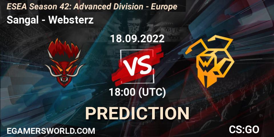 Sangal vs Websterz: Match Prediction. 18.09.2022 at 18:00, Counter-Strike (CS2), ESEA Season 42: Advanced Division - Europe