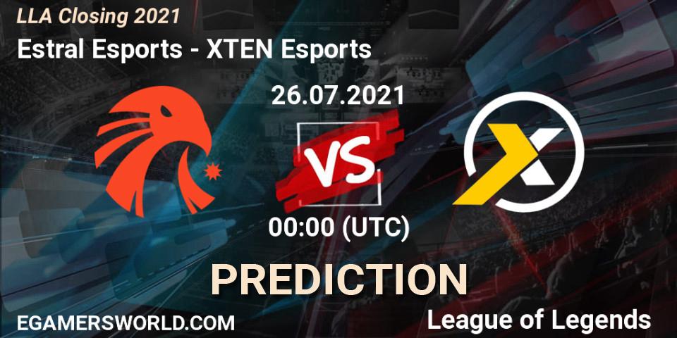 Estral Esports vs XTEN Esports: Match Prediction. 26.07.2021 at 00:00, LoL, LLA Closing 2021