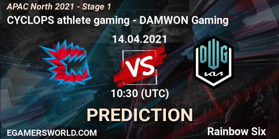 CYCLOPS athlete gaming vs DAMWON Gaming: Match Prediction. 14.04.2021 at 10:30, Rainbow Six, APAC North 2021 - Stage 1