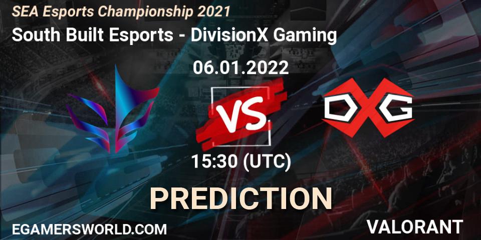 South Built Esports vs DivisionX Gaming: Match Prediction. 06.01.2022 at 15:30, VALORANT, SEA Esports Championship 2021