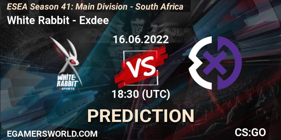 White Rabbit vs Exdee: Match Prediction. 17.06.22, CS2 (CS:GO), ESEA Season 41: Main Division - South Africa