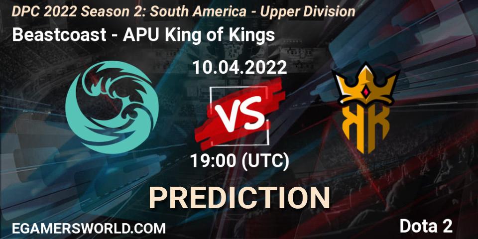 Beastcoast vs APU King of Kings: Match Prediction. 10.04.2022 at 19:02, Dota 2, DPC 2021/2022 Tour 2 (Season 2): SA Division I (Upper)