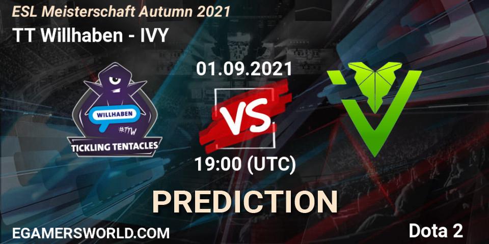 TT Willhaben vs IVY: Match Prediction. 01.09.2021 at 19:09, Dota 2, ESL Meisterschaft Autumn 2021