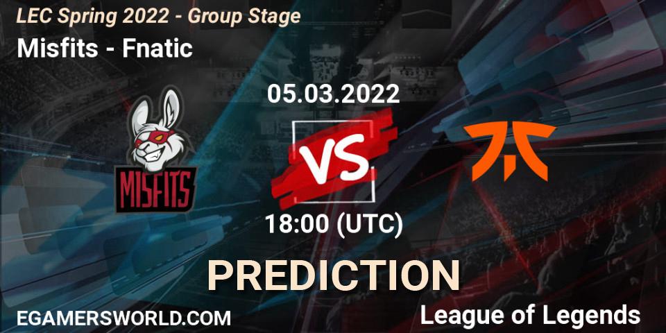 Misfits vs Fnatic: Match Prediction. 05.03.22, LoL, LEC Spring 2022 - Group Stage