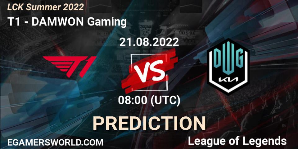 T1 vs DAMWON Gaming: Match Prediction. 21.08.2022 at 08:00, LoL, LCK Summer 2022