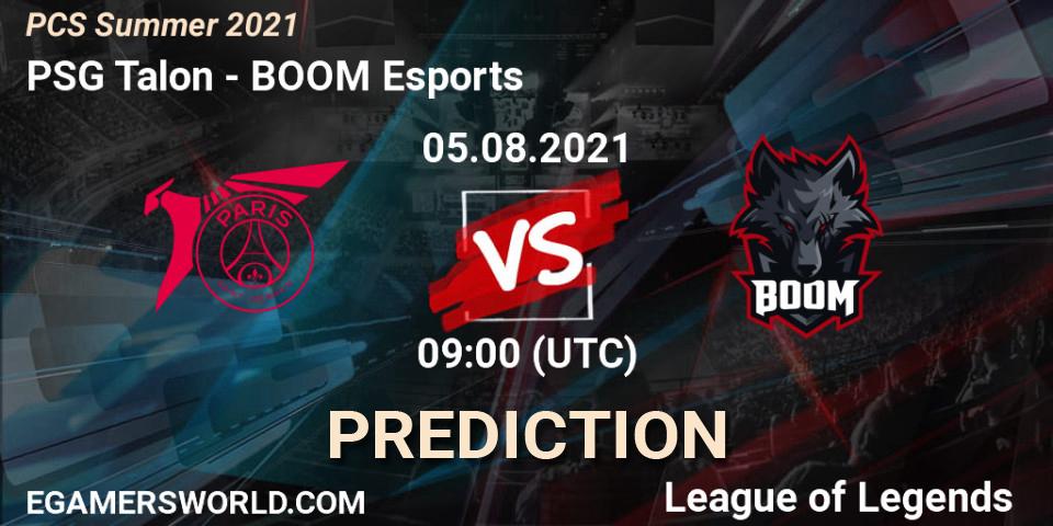 PSG Talon vs BOOM Esports: Match Prediction. 05.08.2021 at 09:15, LoL, PCS Summer 2021