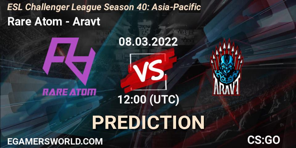 Rare Atom vs Aravt: Match Prediction. 08.03.2022 at 12:00, Counter-Strike (CS2), ESL Challenger League Season 40: Asia-Pacific