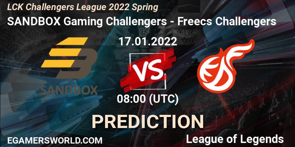 SANDBOX Gaming Challengers vs Freecs Challengers: Match Prediction. 17.01.2022 at 08:00, LoL, LCK Challengers League 2022 Spring