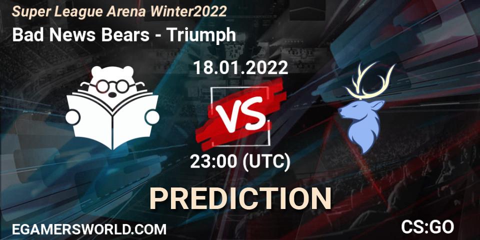 Bad News Bears vs Triumph: Match Prediction. 18.01.22, CS2 (CS:GO), Super League Arena Winter 2022