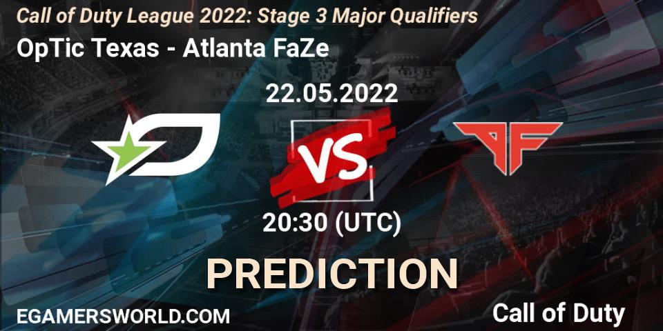 OpTic Texas vs Atlanta FaZe: Match Prediction. 22.05.2022 at 20:30, Call of Duty, Call of Duty League 2022: Stage 3