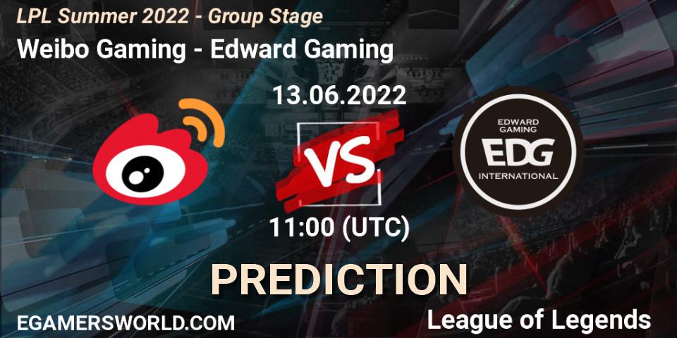 Weibo Gaming vs Edward Gaming: Match Prediction. 13.06.2022 at 11:00, LoL, LPL Summer 2022 - Group Stage