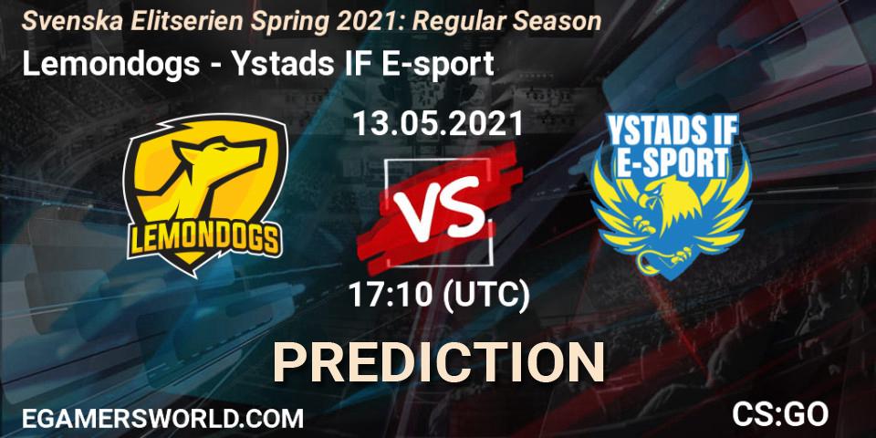 Lemondogs vs Ystads IF E-sport: Match Prediction. 13.05.2021 at 17:10, Counter-Strike (CS2), Svenska Elitserien Spring 2021: Regular Season