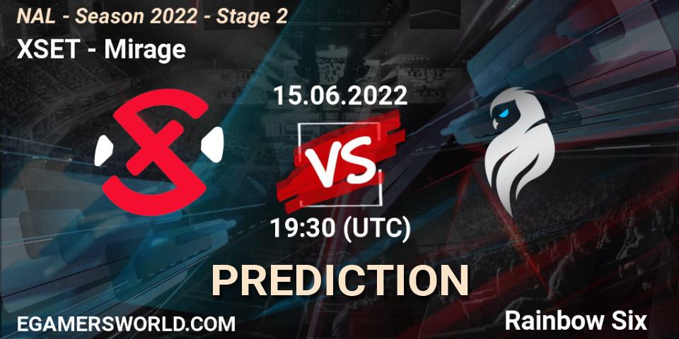XSET vs Mirage: Match Prediction. 15.06.2022 at 19:30, Rainbow Six, NAL - Season 2022 - Stage 2