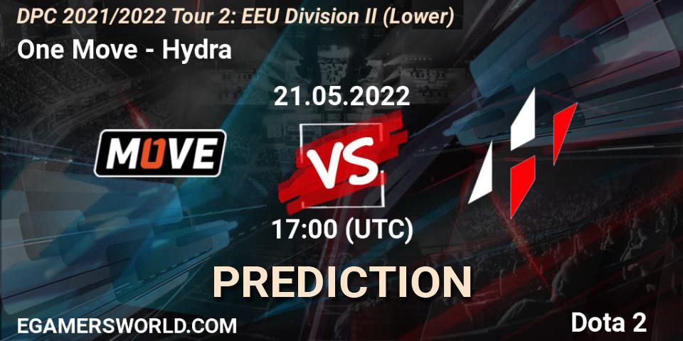One Move vs Hydra: Match Prediction. 21.05.2022 at 17:00, Dota 2, DPC 2021/2022 Tour 2: EEU Division II (Lower)