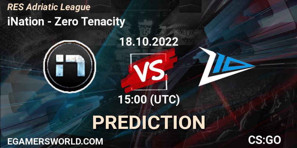 iNation vs Zero Tenacity: Match Prediction. 18.10.2022 at 15:00, Counter-Strike (CS2), RES Adriatic League