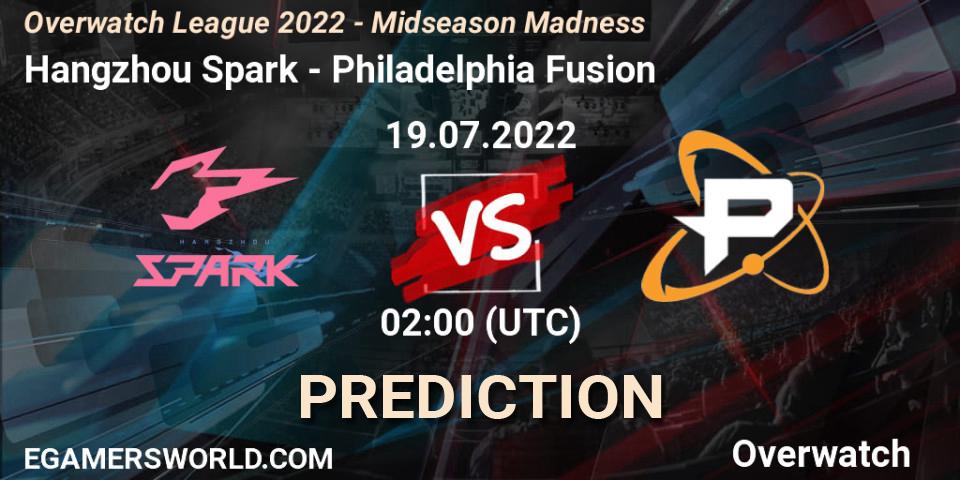 Hangzhou Spark vs Philadelphia Fusion: Match Prediction. 19.07.2022 at 04:30, Overwatch, Overwatch League 2022 - Midseason Madness