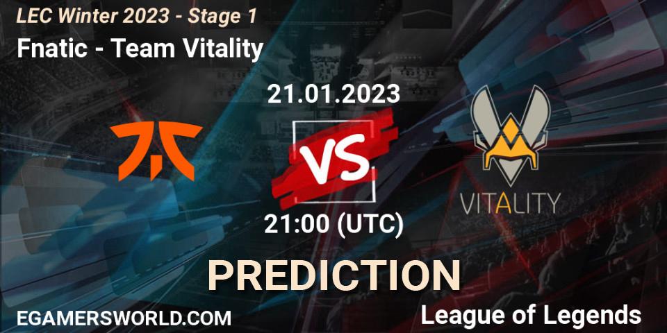 Fnatic vs Team Vitality: Match Prediction. 21.01.23, LoL, LEC Winter 2023 - Stage 1