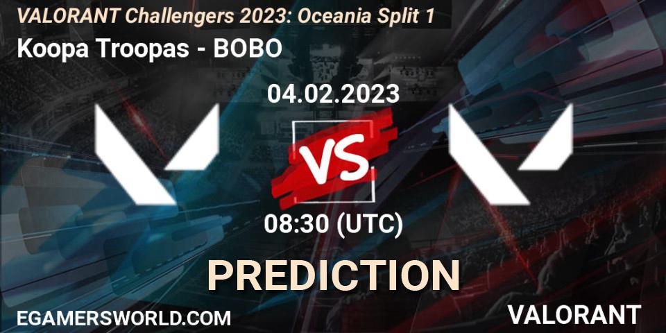 Koopa Troopas vs BOBO: Match Prediction. 04.02.23, VALORANT, VALORANT Challengers 2023: Oceania Split 1