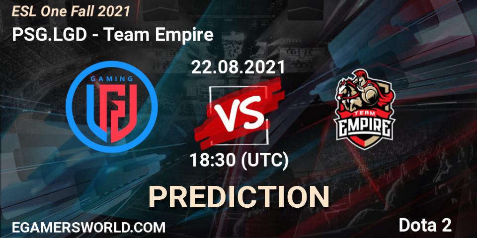 PSG.LGD vs Team Empire: Match Prediction. 22.08.2021 at 18:27, Dota 2, ESL One Fall 2021