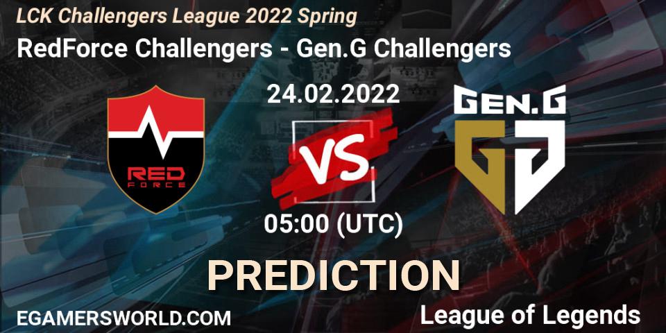 RedForce Challengers vs Gen.G Challengers: Match Prediction. 24.02.2022 at 05:00, LoL, LCK Challengers League 2022 Spring