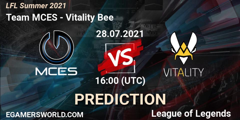 Team MCES vs Vitality Bee: Match Prediction. 28.07.21, LoL, LFL Summer 2021