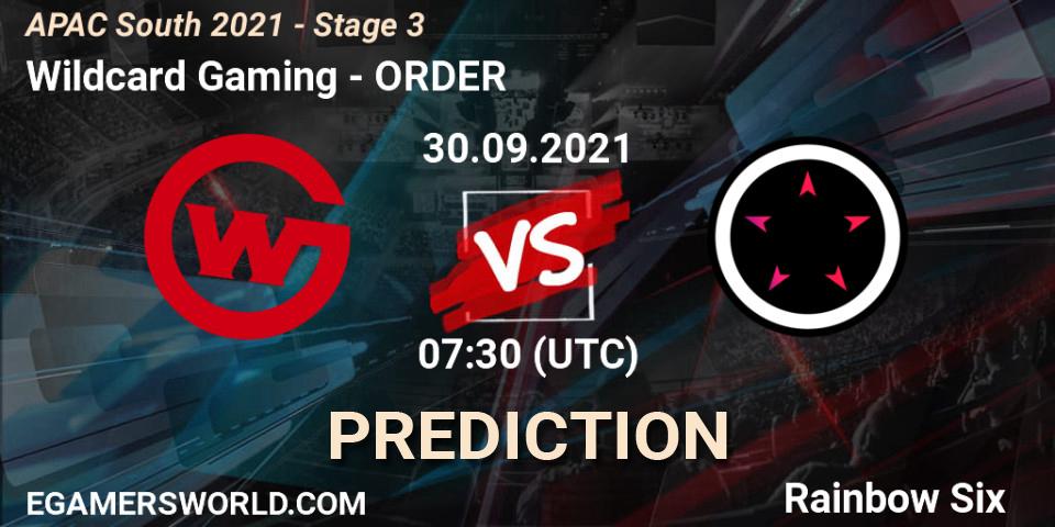Wildcard Gaming vs ORDER: Match Prediction. 30.09.2021 at 07:30, Rainbow Six, APAC South 2021 - Stage 3